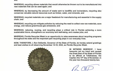 2022 Florida Recycles Week Proclamation